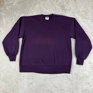 VTG Jerzees Sweatshirt Adult L Dark Purple Blank Sunfaded Pullover Y2K USA Made